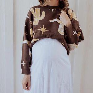 Howdy cropped brown sweater